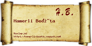 Hamerli Beáta névjegykártya